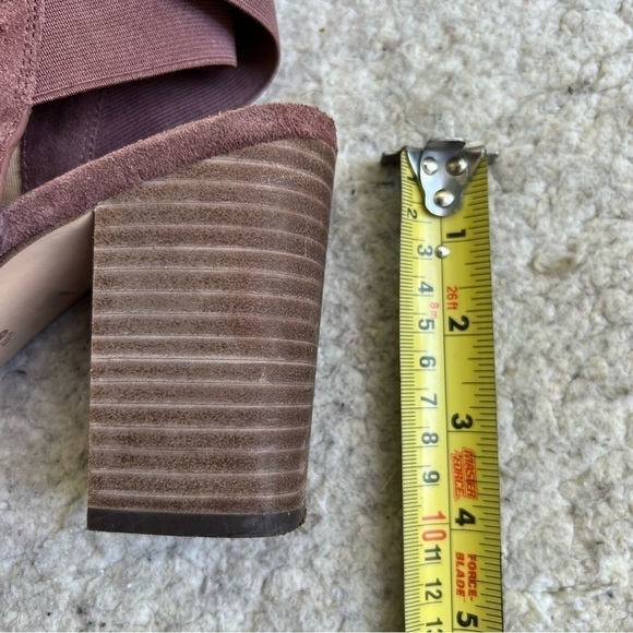 Splendid Rose Suede Peep Toe Criss Cross Elastic Slingback Block Heel Booties - Picture 9 of 11